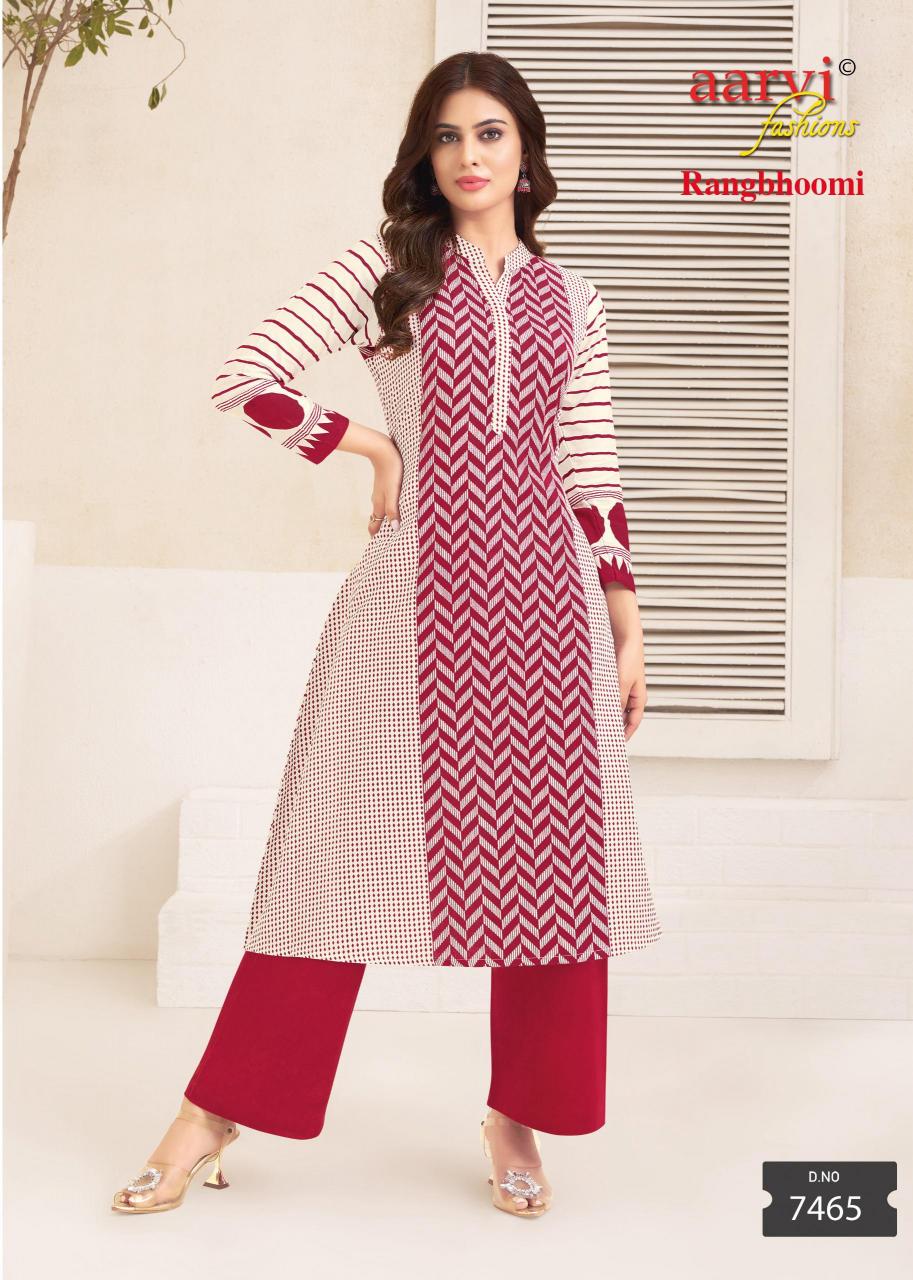 AARVI FASHION RANGBHOOMI VOL 1 READYMADE FLEX COTTON KURTI WITH PANT
