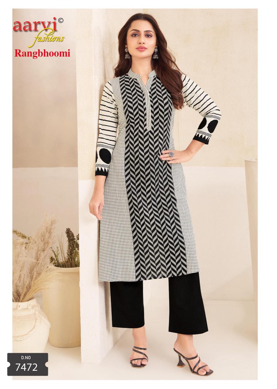 AARVI FASHION RANGBHOOMI VOL 1 READYMADE FLEX COTTON KURTI WITH PANT