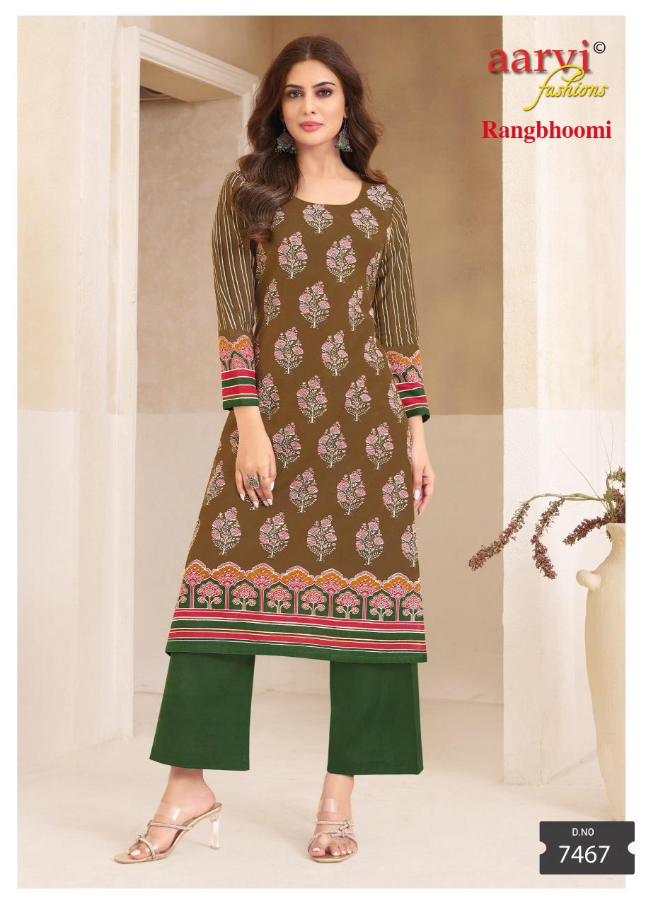 AARVI FASHION RANGBHOOMI VOL 1 READYMADE FLEX COTTON KURTI WITH PANT