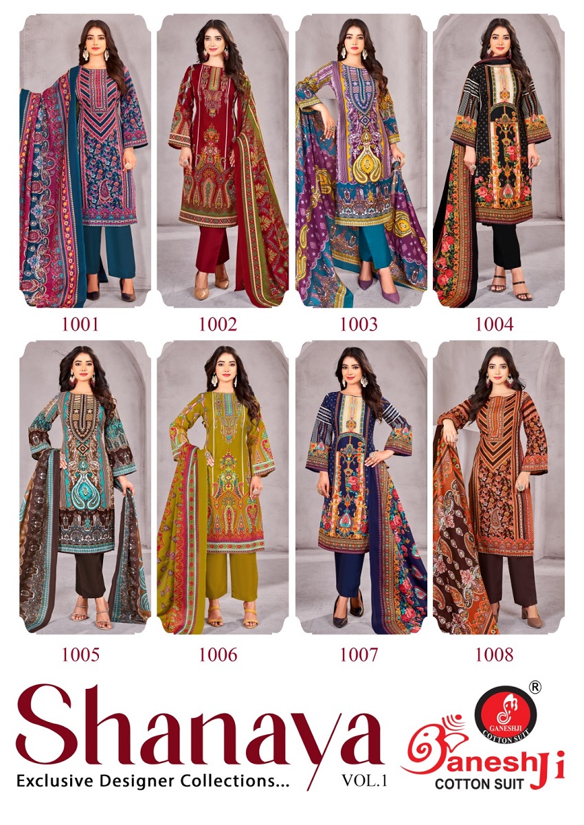 GANESHJI SHANAYA VOL-1 WHOLESALE COTTON PRINTED DRESS MATERIAL