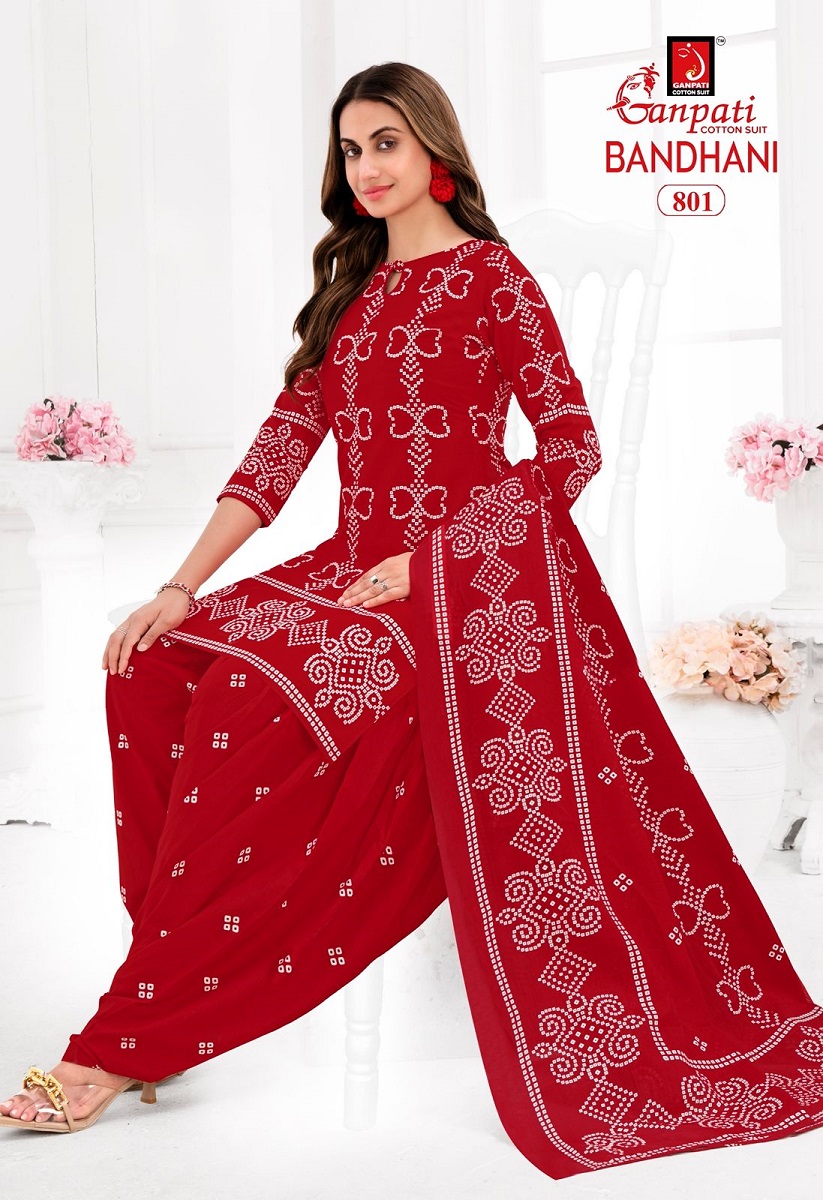 Ganpati Bandhani Vol-8 Wholesale Pure Cotton Printed Fabrics Dress Material