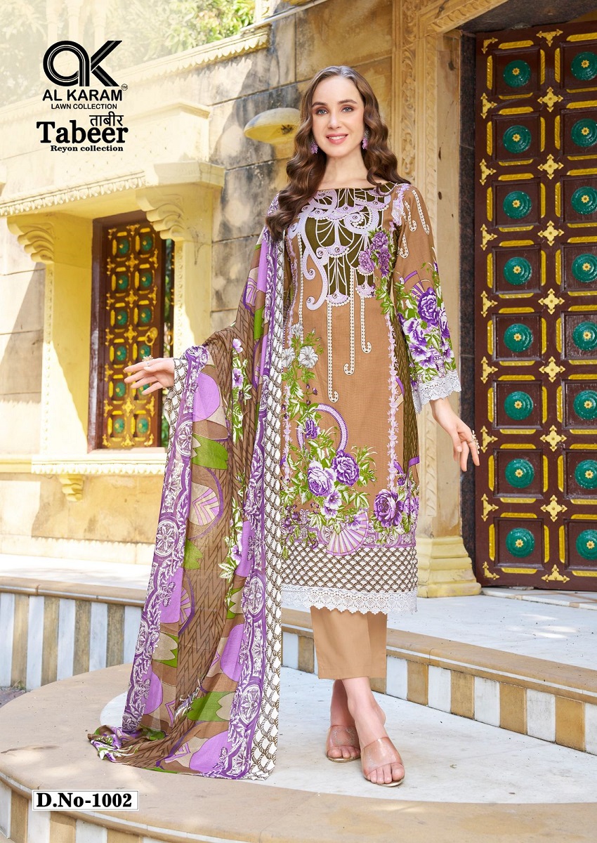 AL KARAM TABEER VOL-1 WHOLESALE HEAVY REYON PAKISTANI DRESS MATERIAL