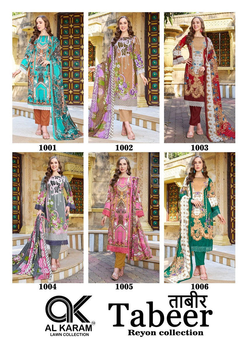 AL KARAM TABEER VOL-1 WHOLESALE HEAVY REYON PAKISTANI DRESS MATERIAL
