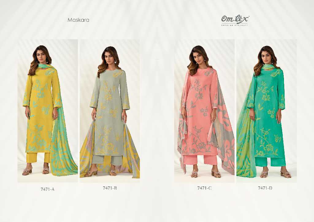 Omtex Maskara Wholesale Lawn Cotton With Embroidery Work Salwar Suits