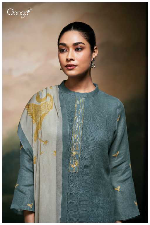 Ganga Kaleah S3501 Wholesale Pure Linen With Hand Embroidery Salwar Suits