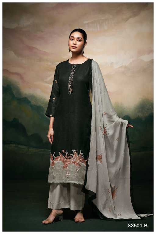 Ganga Kaleah S3501 Wholesale Pure Linen With Hand Embroidery Salwar Suits