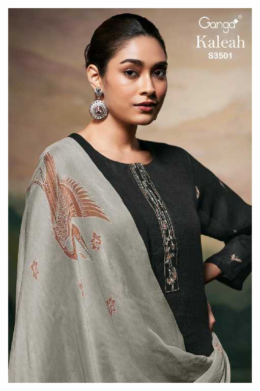 Ganga Kaleah S3501 Wholesale Pure Linen With Hand Embroidery Salwar Suits