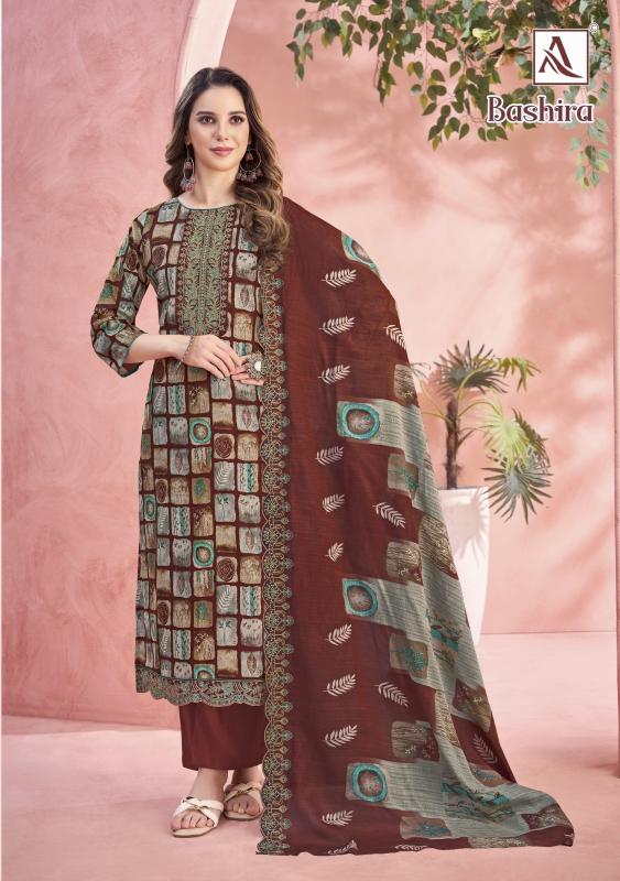 ALOK BASHIRA CAMBRIC COTTON FASHIONABLE PAKISTANI 3PCS DRESS