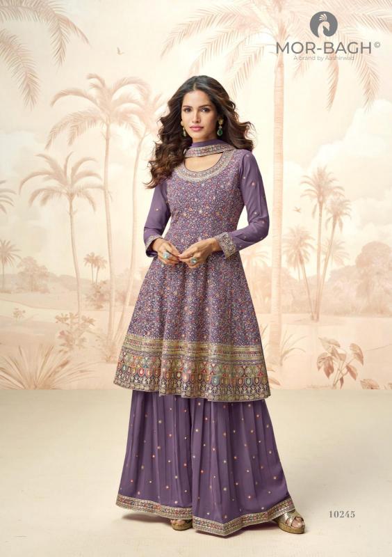 MOR BAGH BY AASHIRWAD APURVA WHOLESALE GEORGETTE READYMADE PARTY WEAR PLAZZO SUITS