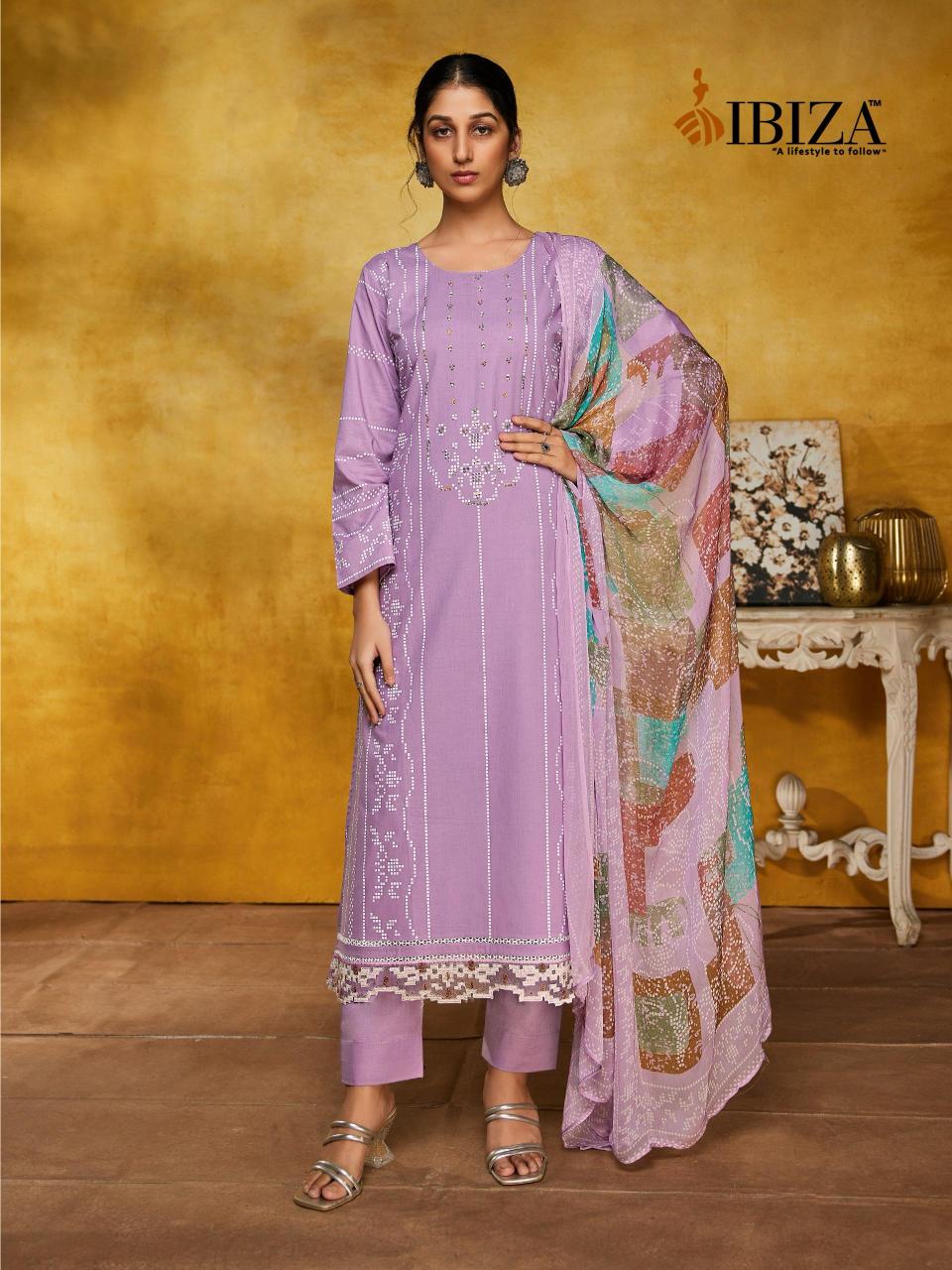 GLAMLOOK BY IBIZA CAMBRIC COTTON SHOP TRENDY UNSTITCH 3PCS DRESS