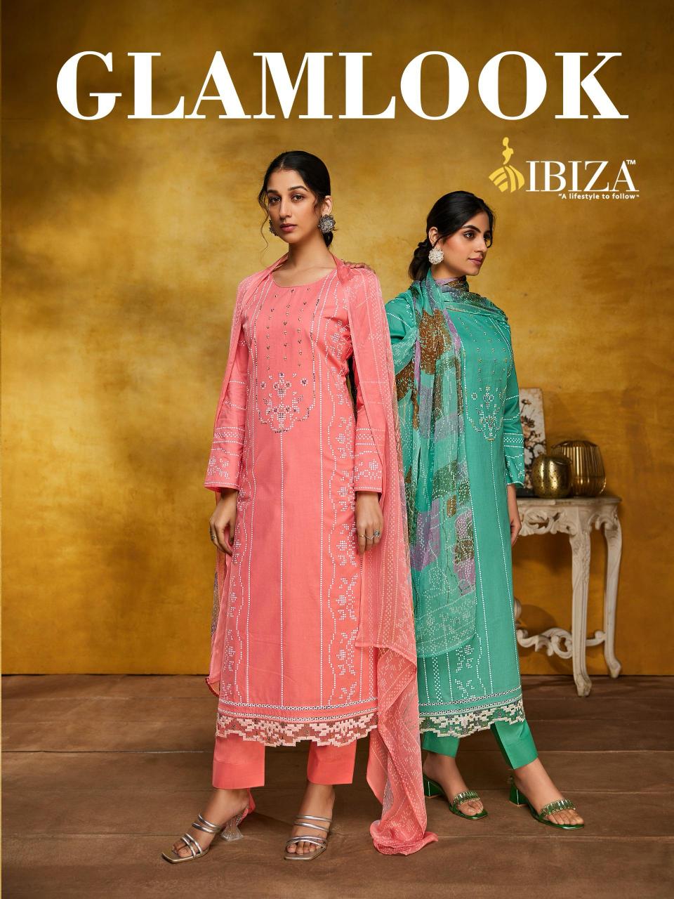 GLAMLOOK BY IBIZA CAMBRIC COTTON SHOP TRENDY UNSTITCH 3PCS DRESS