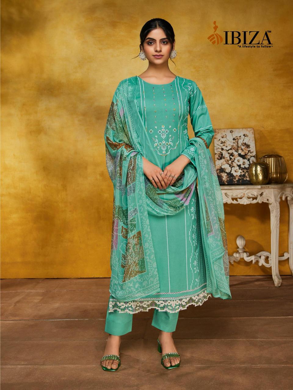 GLAMLOOK BY IBIZA CAMBRIC COTTON SHOP TRENDY UNSTITCH 3PCS DRESS