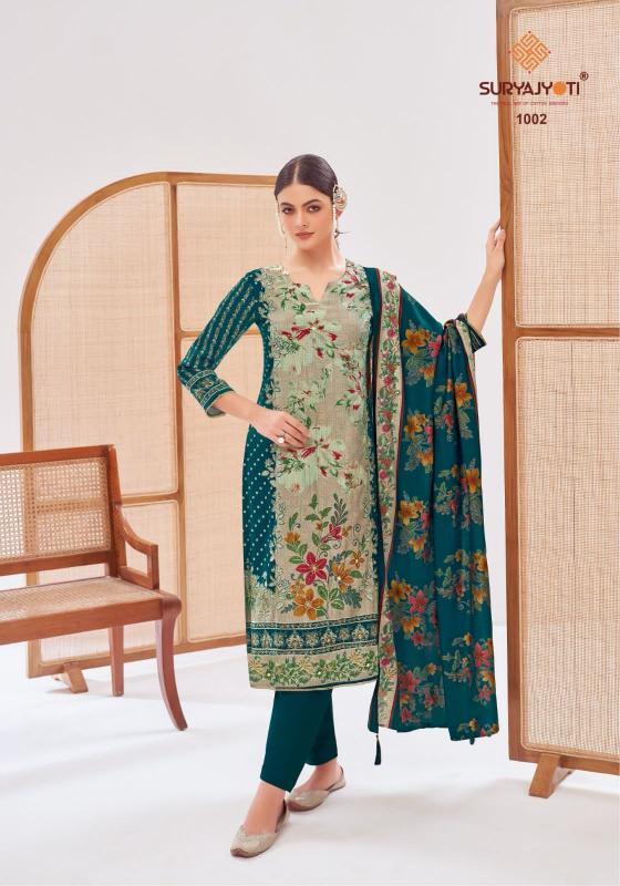 KUSUM VOL 1 BY SURYAJYOTI ROMAN CHECKS STYLISH SUIT FOR LADIES