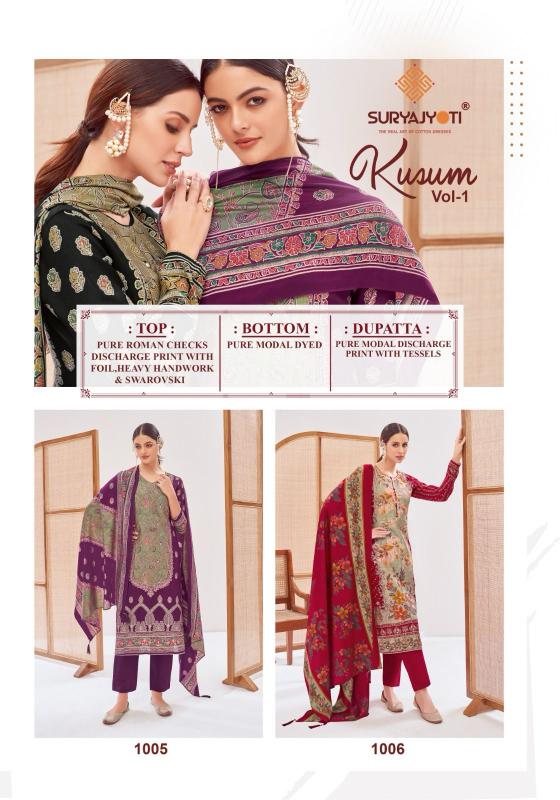KUSUM VOL 1 BY SURYAJYOTI ROMAN CHECKS STYLISH SUIT FOR LADIES
