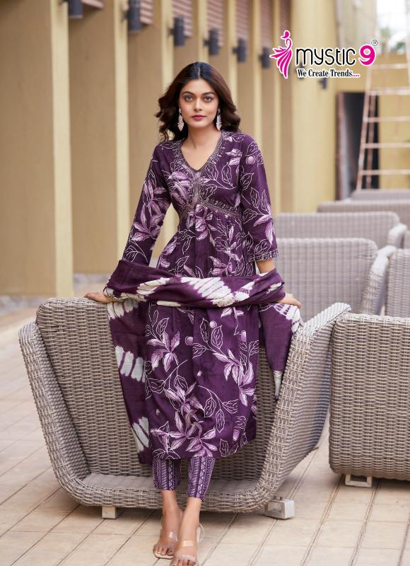 POOJA VOL 10 BY MYSTIC 9 RAYON READYMADE UNIQUE SALWAR KAMEEZ