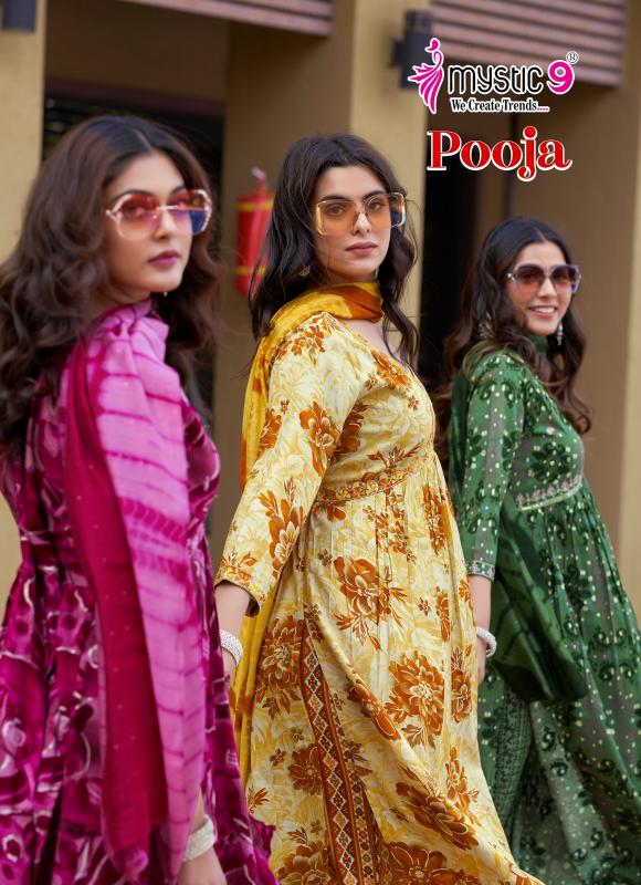 POOJA VOL 10 BY MYSTIC 9 RAYON READYMADE UNIQUE SALWAR KAMEEZ
