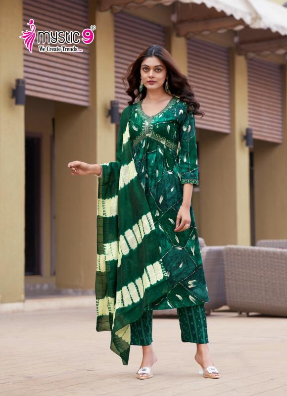 POOJA VOL 10 BY MYSTIC 9 RAYON READYMADE UNIQUE SALWAR KAMEEZ