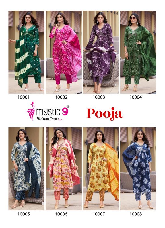 POOJA VOL 10 BY MYSTIC 9 RAYON READYMADE UNIQUE SALWAR KAMEEZ