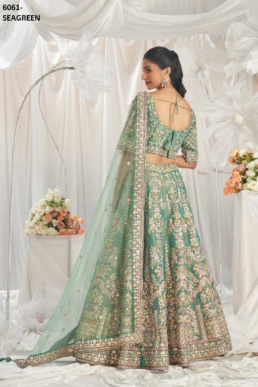 PF Series 6061 Colours Wholesale Tissue Fabrics Designer Lehengas Choli