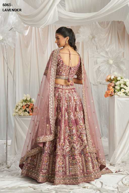 PF Series 6061 Colours Wholesale Tissue Fabrics Designer Lehengas Choli