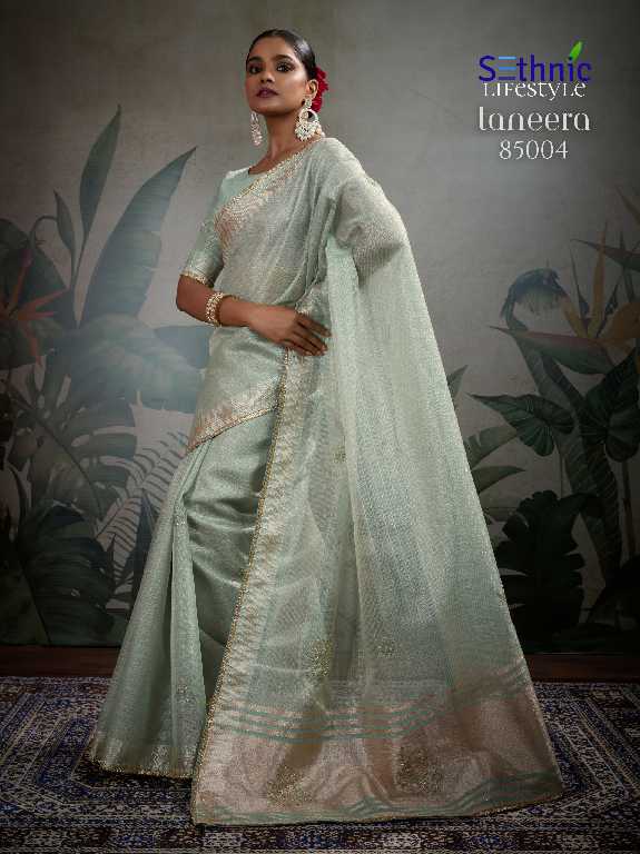 Sethnic Taneera Zardost Edit Wholesale Linen Tissue With Rich Pallu Sarees