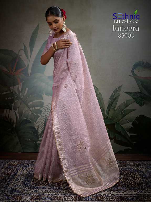 Sethnic Taneera Zardost Edit Wholesale Linen Tissue With Rich Pallu Sarees