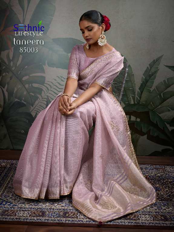 Sethnic Taneera Zardost Edit Wholesale Linen Tissue With Rich Pallu Sarees