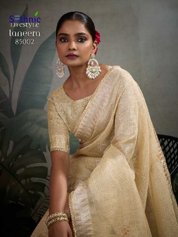 Sethnic Taneera Zardost Edit Wholesale Linen Tissue With Rich Pallu Sarees