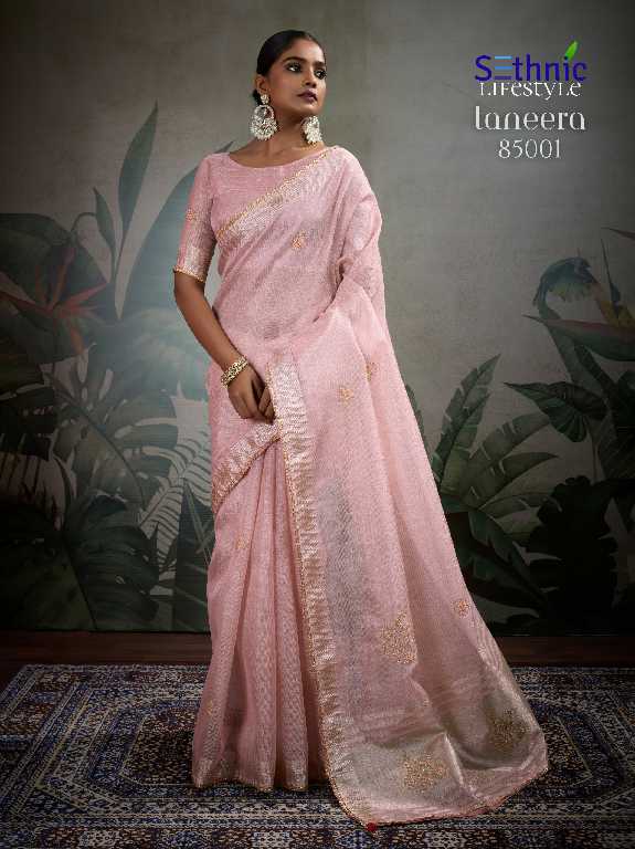 Sethnic Taneera Zardost Edit Wholesale Linen Tissue With Rich Pallu Sarees