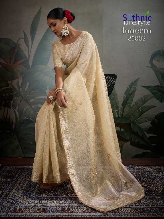 Sethnic Taneera Zardost Edit Wholesale Linen Tissue With Rich Pallu Sarees