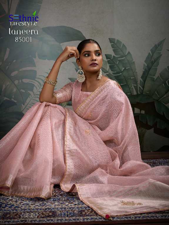 Sethnic Taneera Zardost Edit Wholesale Linen Tissue With Rich Pallu Sarees