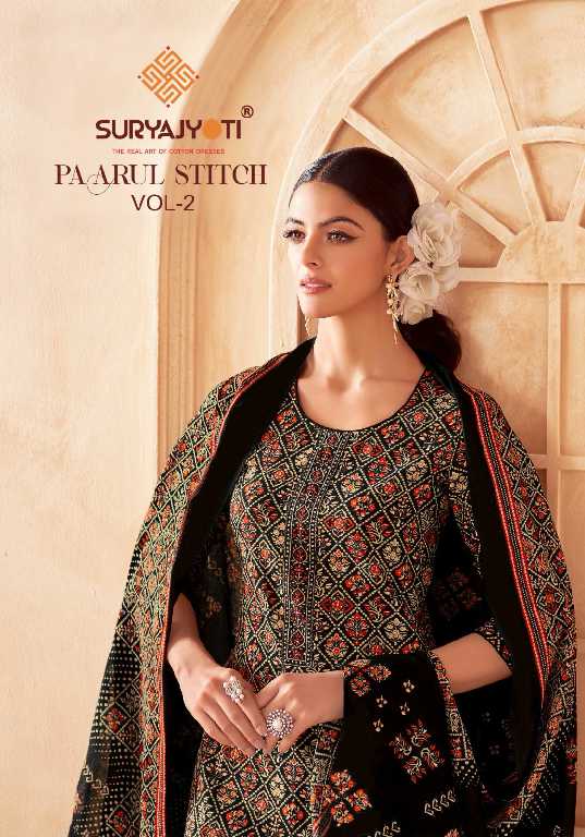 Suryajyoti Paarul Stitch Vol-2 Wholesale Cotton With Embroidery Readymade Suits
