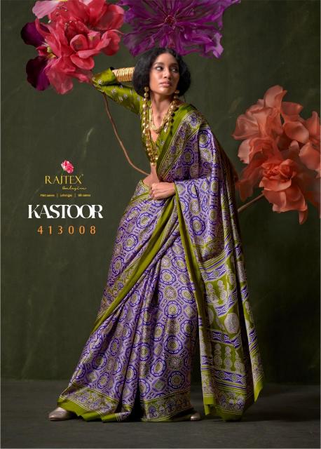 KASTOOR BY RAJTEX 413001-413009 SATIN CRAPE NEW DESIGN SAREE 2025