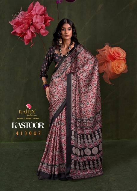 KASTOOR BY RAJTEX 413001-413009 SATIN CRAPE NEW DESIGN SAREE 2025