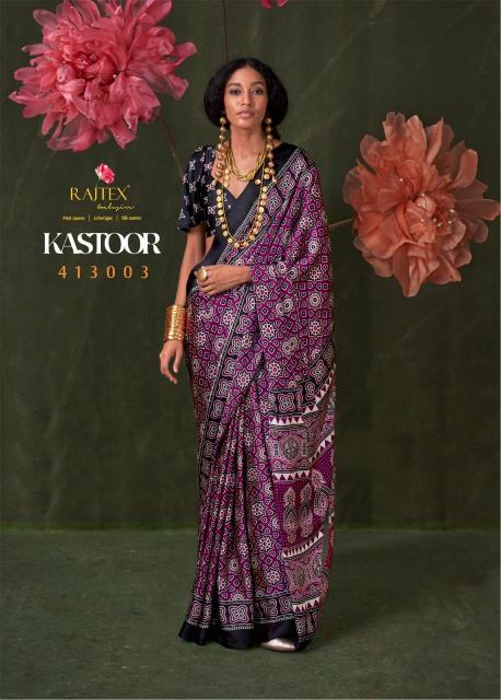 KASTOOR BY RAJTEX 413001-413009 SATIN CRAPE NEW DESIGN SAREE 2025