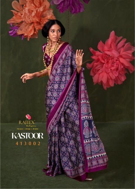 KASTOOR BY RAJTEX 413001-413009 SATIN CRAPE NEW DESIGN SAREE 2025
