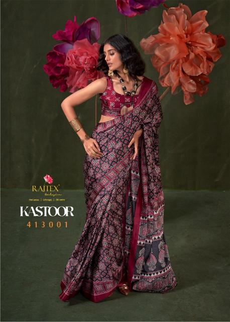 KASTOOR BY RAJTEX 413001-413009 SATIN CRAPE NEW DESIGN SAREE 2025