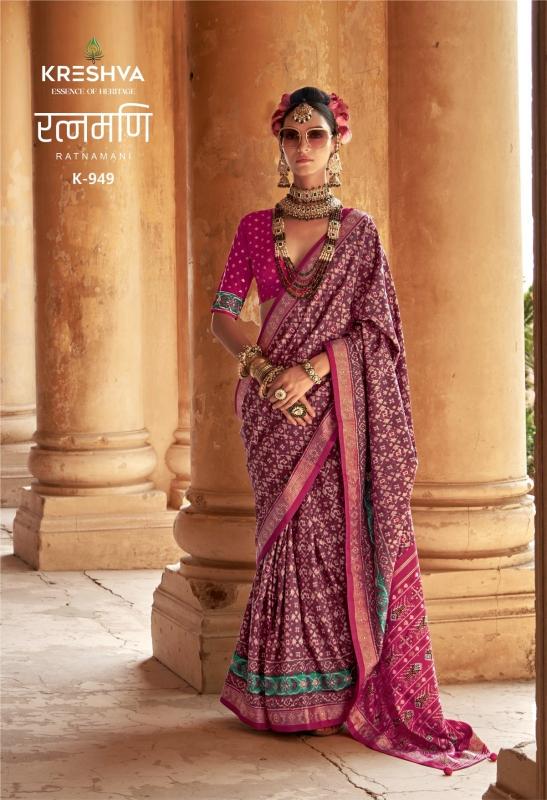 KRESHVA RATNAMANI SILK TRADITIONAL PATOLA SHOP TRENDY SAREE