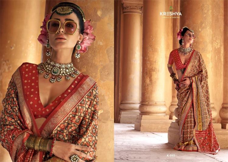 KRESHVA RATNAMANI SILK TRADITIONAL PATOLA SHOP TRENDY SAREE