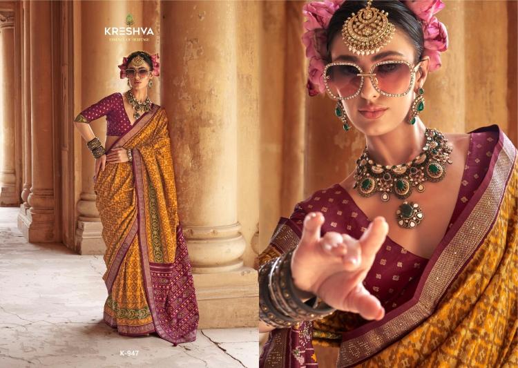 KRESHVA RATNAMANI SILK TRADITIONAL PATOLA SHOP TRENDY SAREE