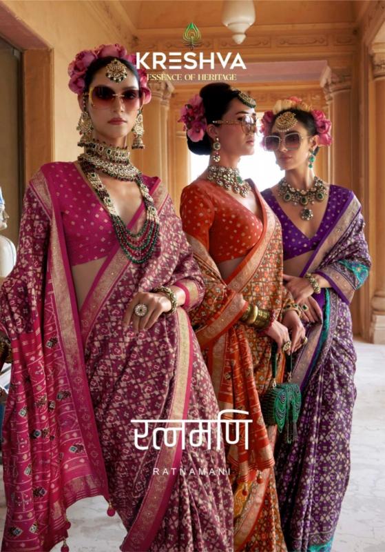 KRESHVA RATNAMANI SILK TRADITIONAL PATOLA SHOP TRENDY SAREE