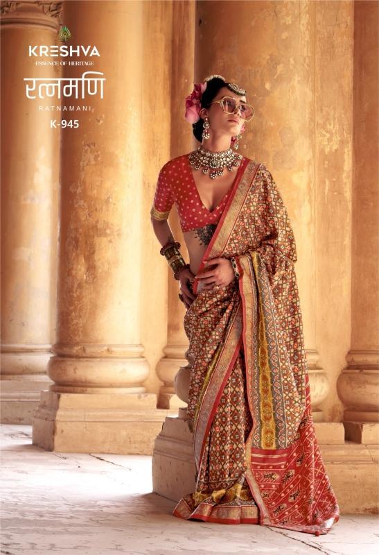 KRESHVA RATNAMANI SILK TRADITIONAL PATOLA SHOP TRENDY SAREE