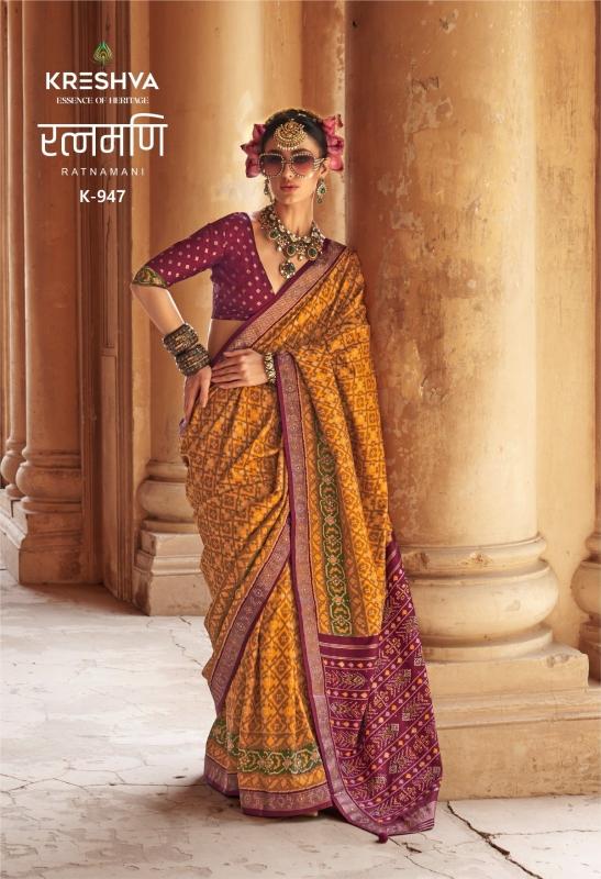 KRESHVA RATNAMANI SILK TRADITIONAL PATOLA SHOP TRENDY SAREE