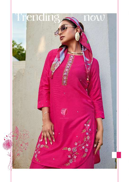 ANJU FAB PRESENT FUSION VOL-5 WHOLESALE DESIGNER KURTI WITH PALAZZOO PANT AND SCARF