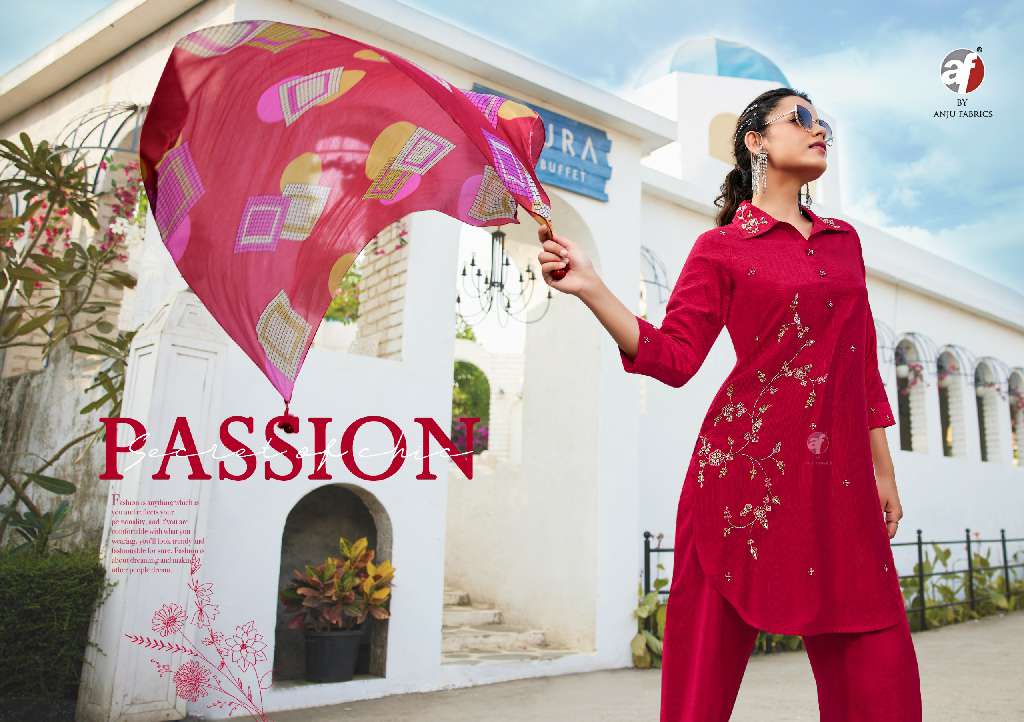 ANJU FAB PRESENT FUSION VOL-5 WHOLESALE DESIGNER KURTI WITH PALAZZOO PANT AND SCARF