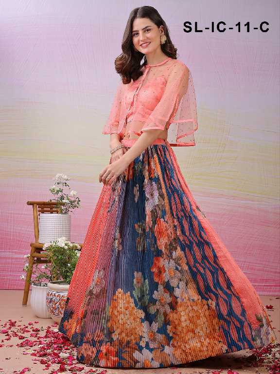 Saptrangi All Hit Design SL-IC-01 To SL-IC-18 Series Semi Stitched Designer Lehengas