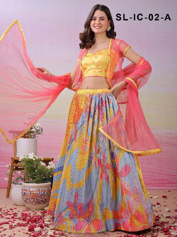 Saptrangi All Hit Design SL-IC-01 To SL-IC-18 Series Semi Stitched Designer Lehengas