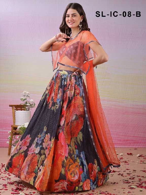 Saptrangi All Hit Design SL-IC-01 To SL-IC-18 Series Semi Stitched Designer Lehengas