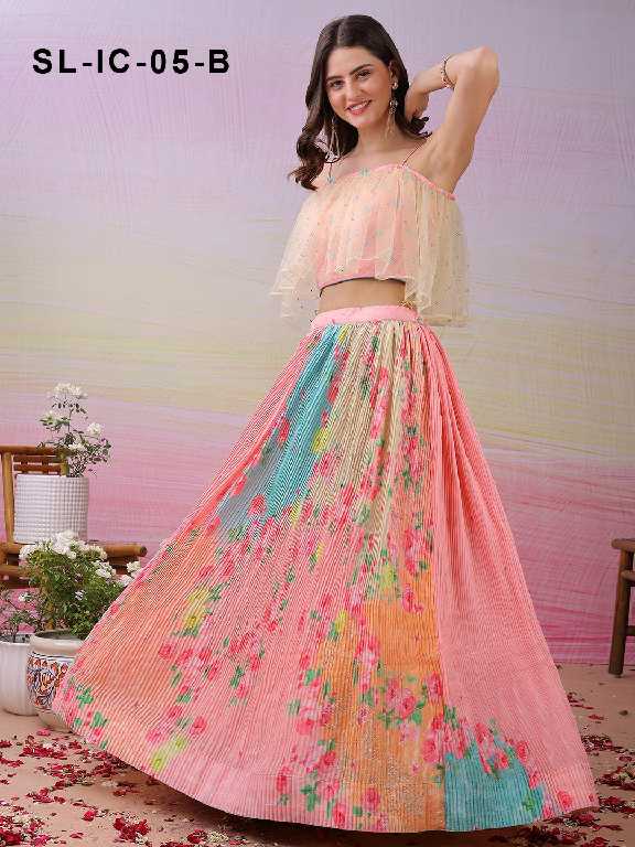 Saptrangi All Hit Design SL-IC-01 To SL-IC-18 Series Semi Stitched Designer Lehengas