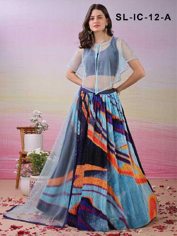 Saptrangi All Hit Design SL-IC-01 To SL-IC-18 Series Semi Stitched Designer Lehengas